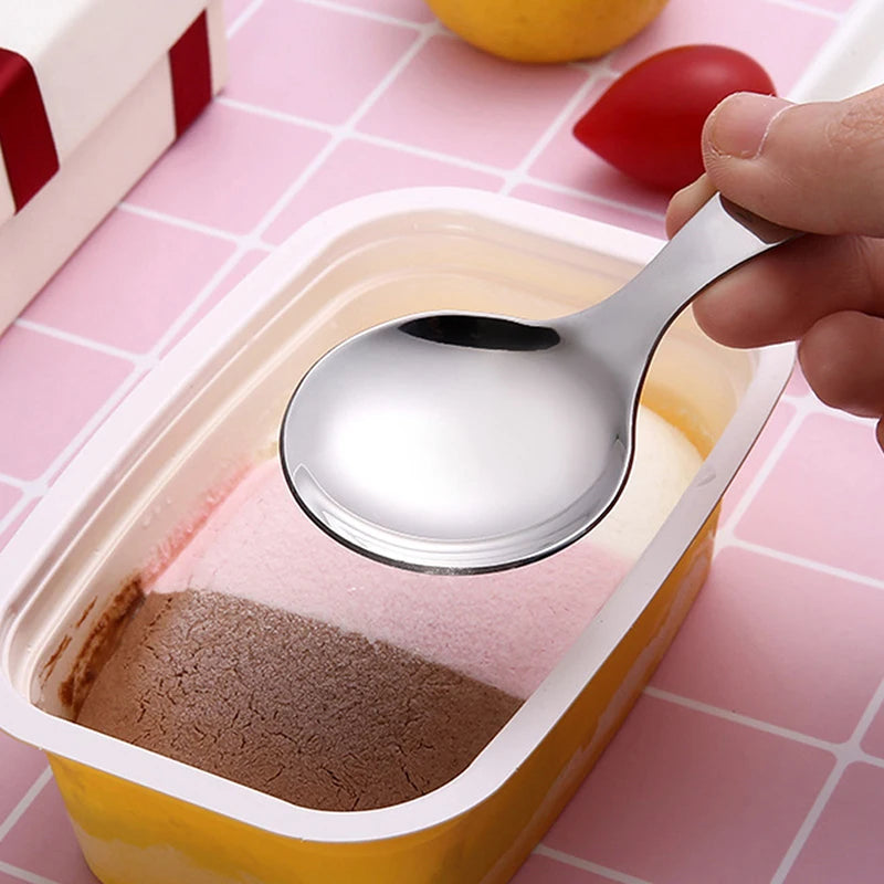 Cute Stainless Steel Spoon Short Handle Gold Ice Cream Tea Coffee Qme