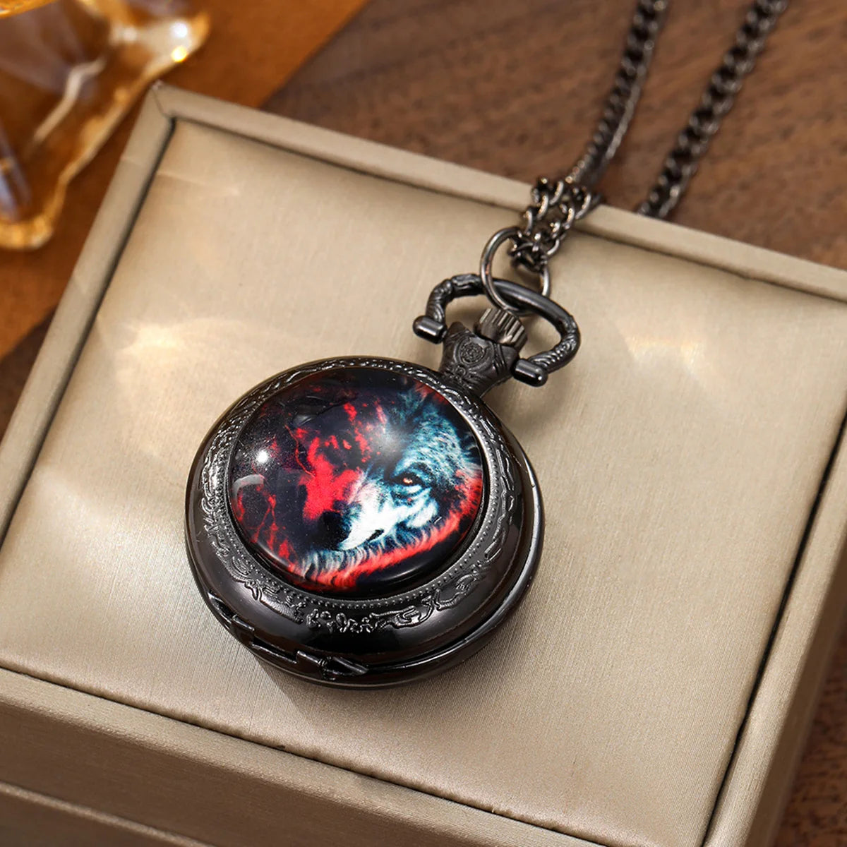 5pcs flip decoration necklace watch combination - fashionable neutral quartz watch with colorful animal pattern design Qme