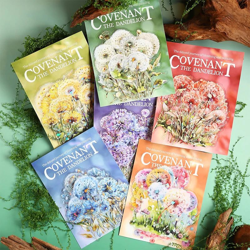 10 pcs INS Dandelion Plant Scrapbooking Materials PET Sticker Pack Journal Collage Decorative Aesthetic Stationery Stickers Qme