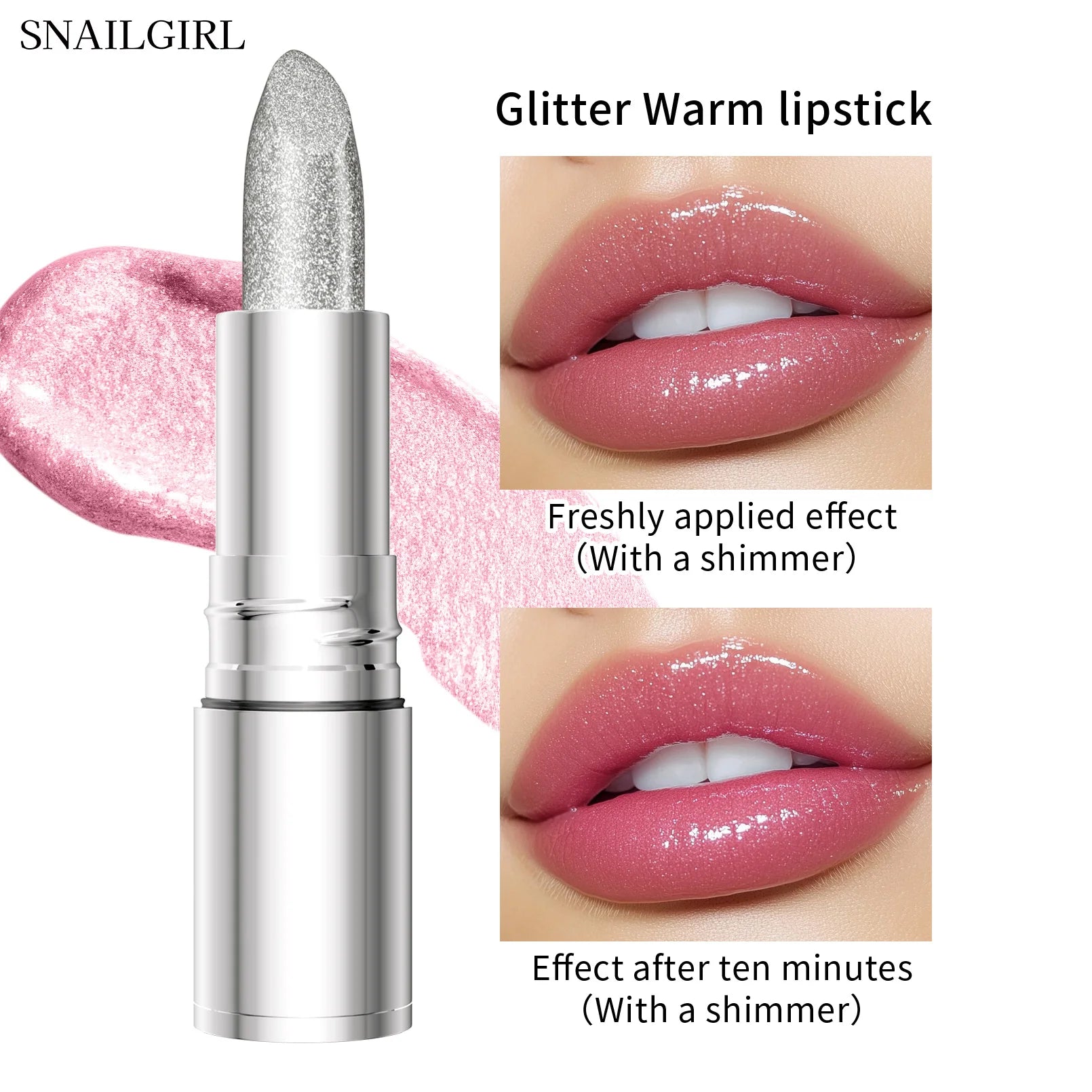Temperature Color Changing Glitter Lipstick Waterproof Long Lasting Moisturizing Velvet Matte Lip Tint Red Pink Sexy Lips Makeup Qme M611 Full Size