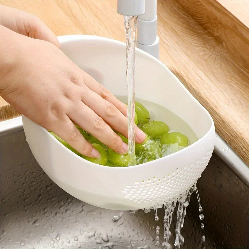 1pc, Rice Washing Drain Basket, Rice Washing Filter Basket, Creative Rice Washing Sieve, Plastic Rice Colander, Qme