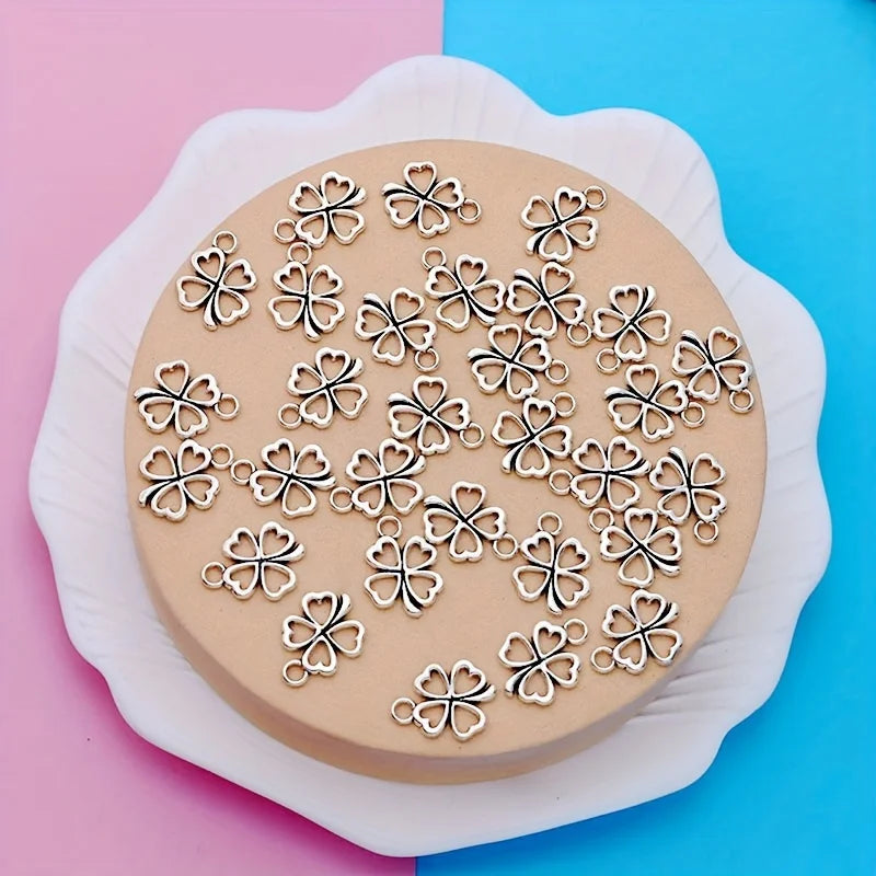 Antique Clover Pendant Small Business Supplies Clover Charms Necklace/Earrings Pendant for DIY Jewelry Qme