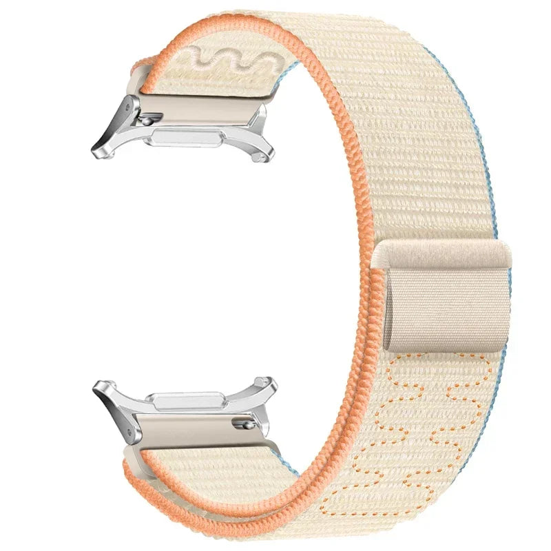 Nylon Solo Loop Strap for Samsung Galaxy Watch 7 Ultra 47mm Braided Band Bracelet for Galaxy 7 Ultra Quick Connector Watchband Qme BeigeOU-S Galaxy Watch 7 Ultra