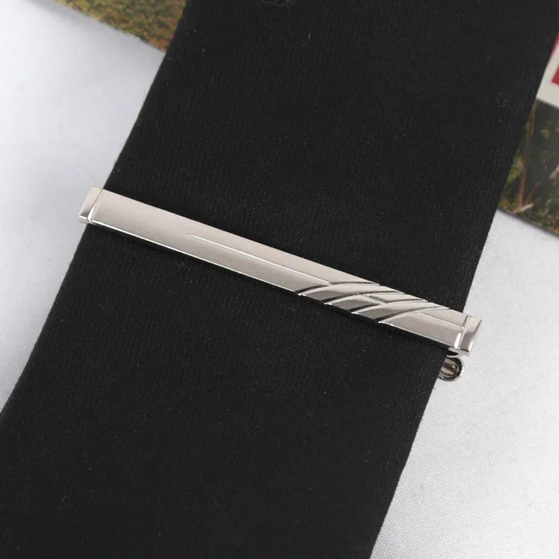 Tie Clips Men Necktie Accessories Fashion Metal Silver Tone Simple Qme A-10