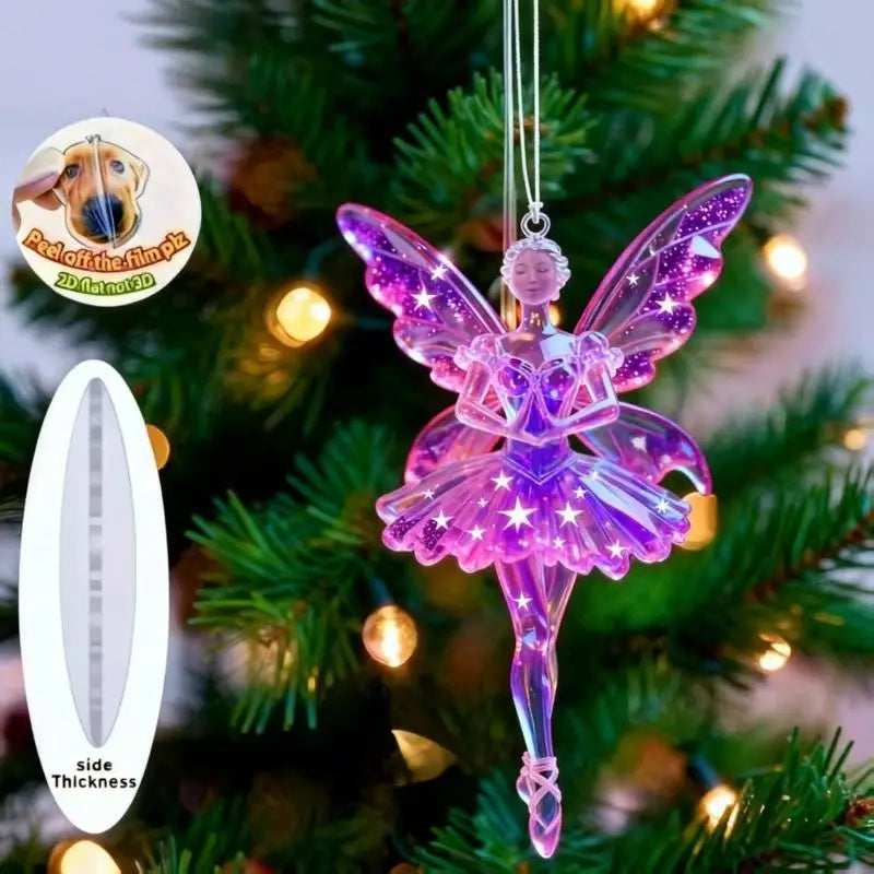 Sparkling 2D Acrylic Pendants Ballerina Simulation Christmas Tree Hangings Car Rearview Mirror Charm Decoration Ornaments Qme A6