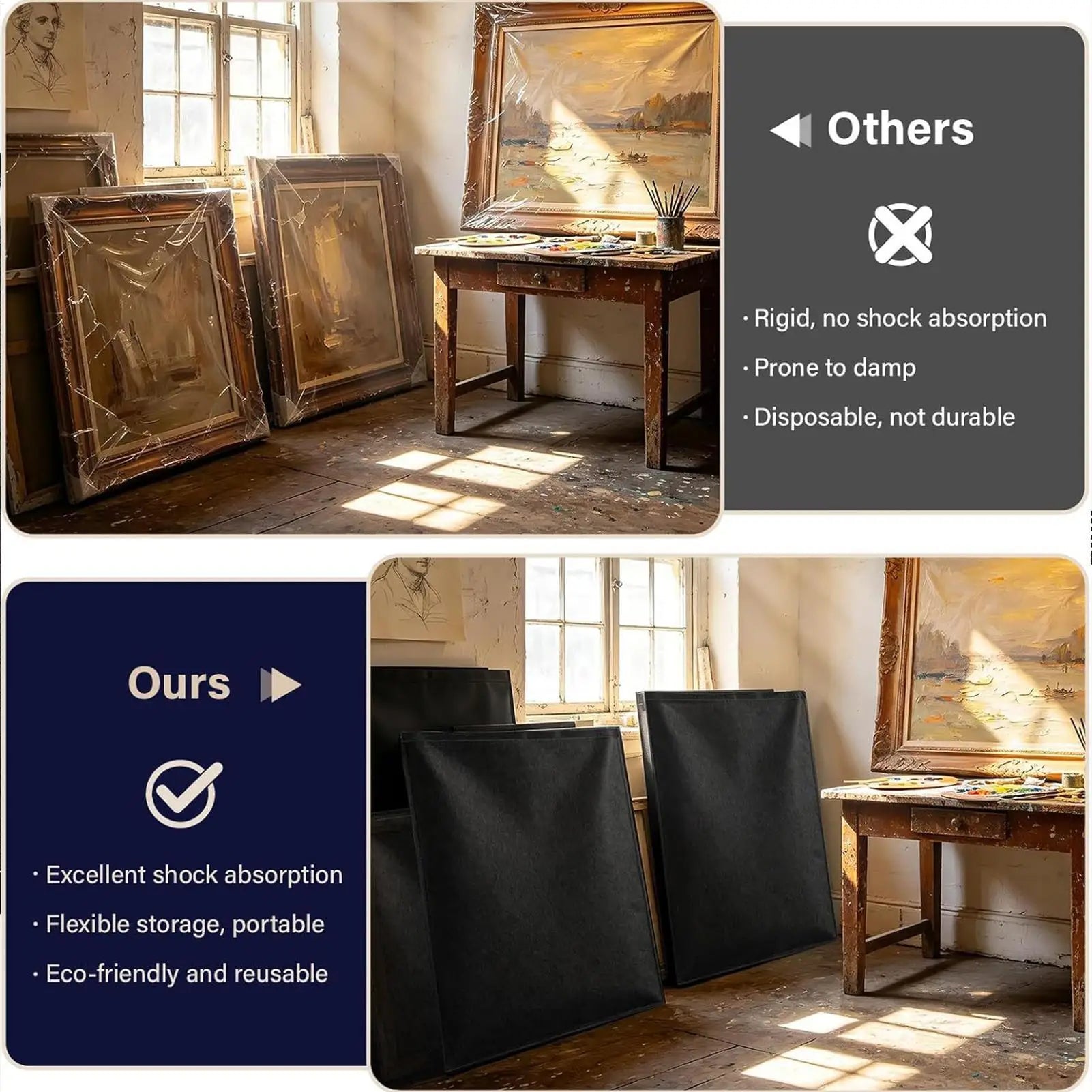 Picture Frame Moving Bags 2 Felt Reusable Mirror Wrap Canvas Painting Qme