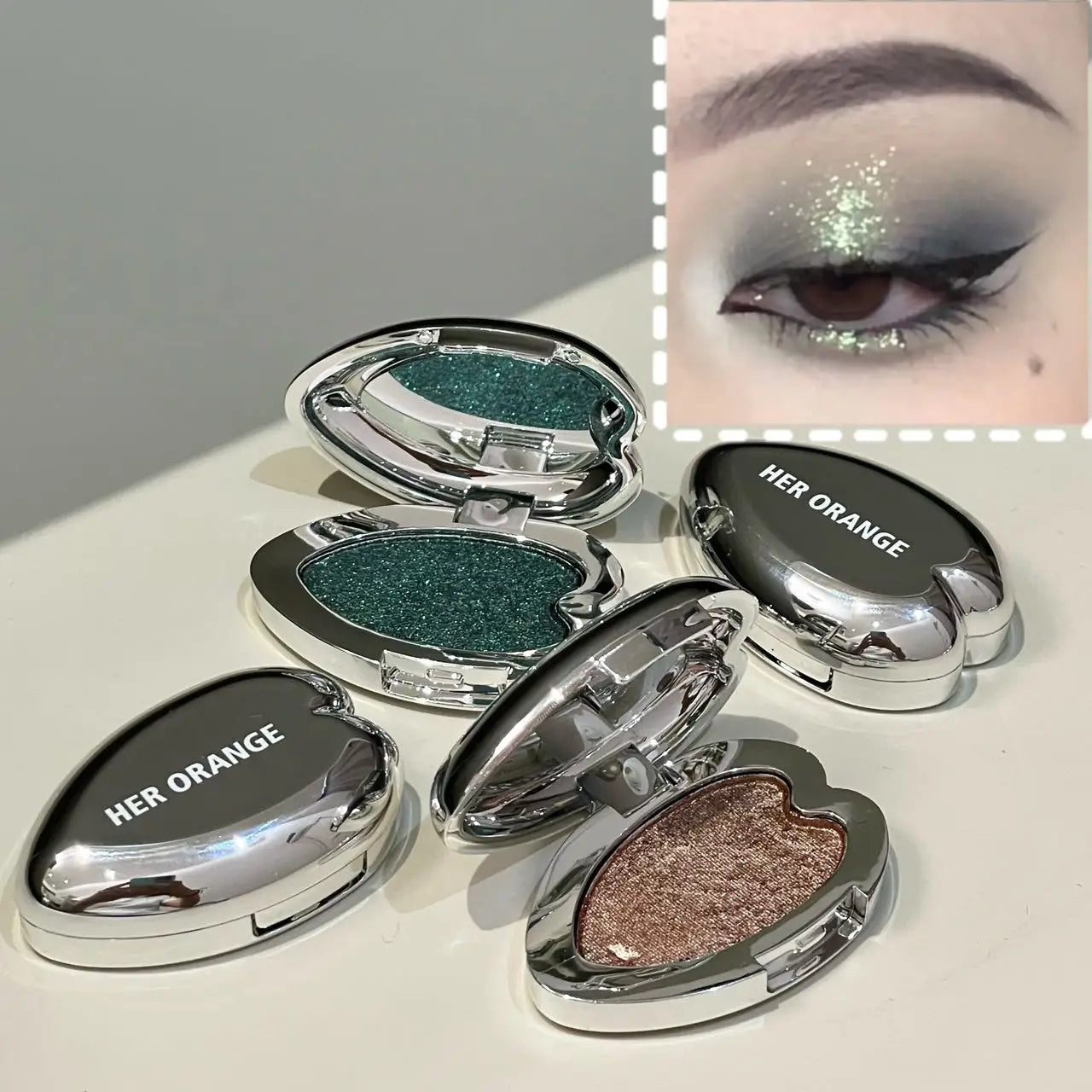 Pearlescent Lavender Eyeshadow Palette Facial Blusher Highlighter Brightening Glitter Heart-shaped Eye Shadow Makeup Cosmetics Qme