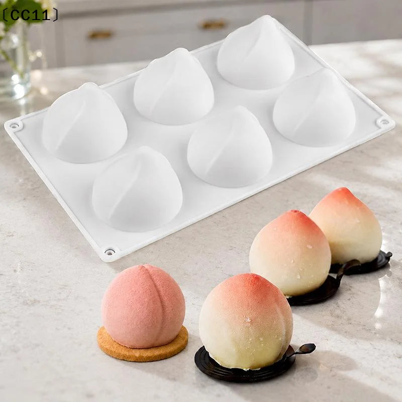 6 Cavity Peach Silicone Cake Baking Mold Chocolate Mousse Ice Cream Qme Default Title