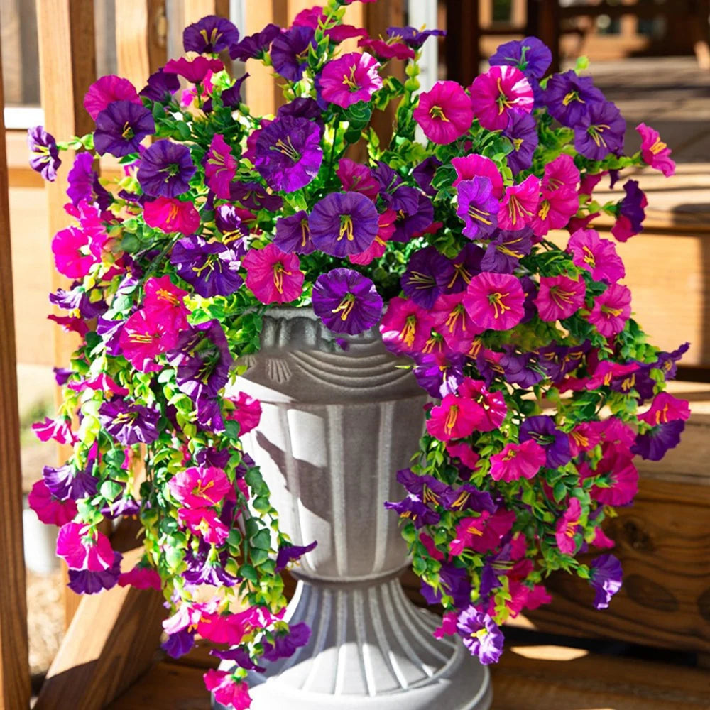 Outdoor courtyard simulation flower eucalyptus morning glory silk flower home wedding decoration wall hanging rattan flower vine Qme