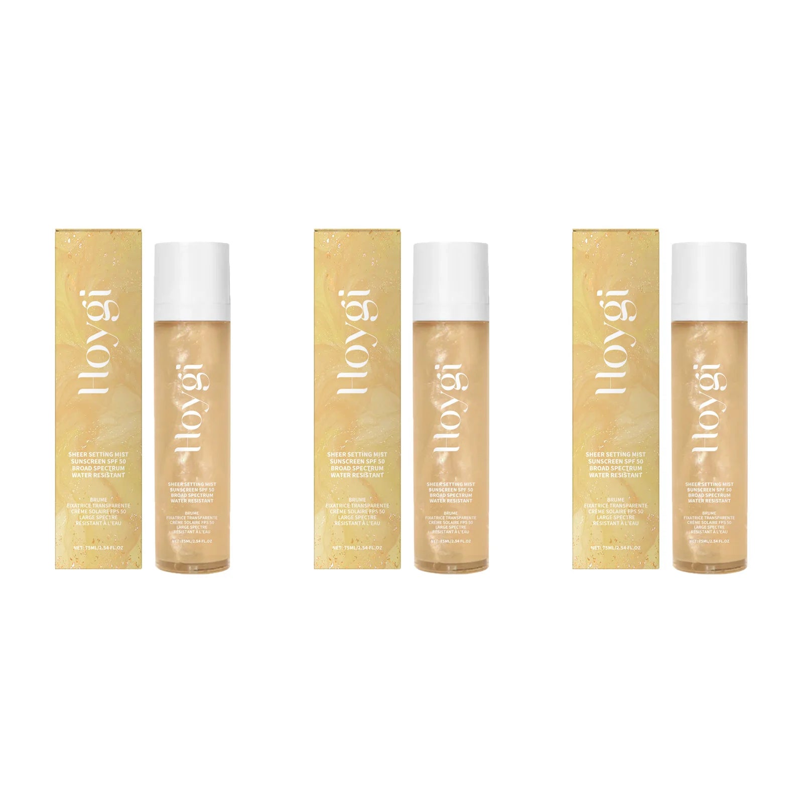 Spf 50+ Makeup Setting Spray Oil Control Natural Refreshing Waterproof Lasting Makeup Fixer Sun Protection Face Mist Cosmetics Qme 3 x 75ml Boxed