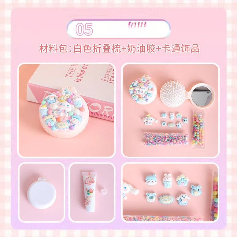 Hello Kitty Kuromi DIY Cream-colored Air-cushion Comb Materials