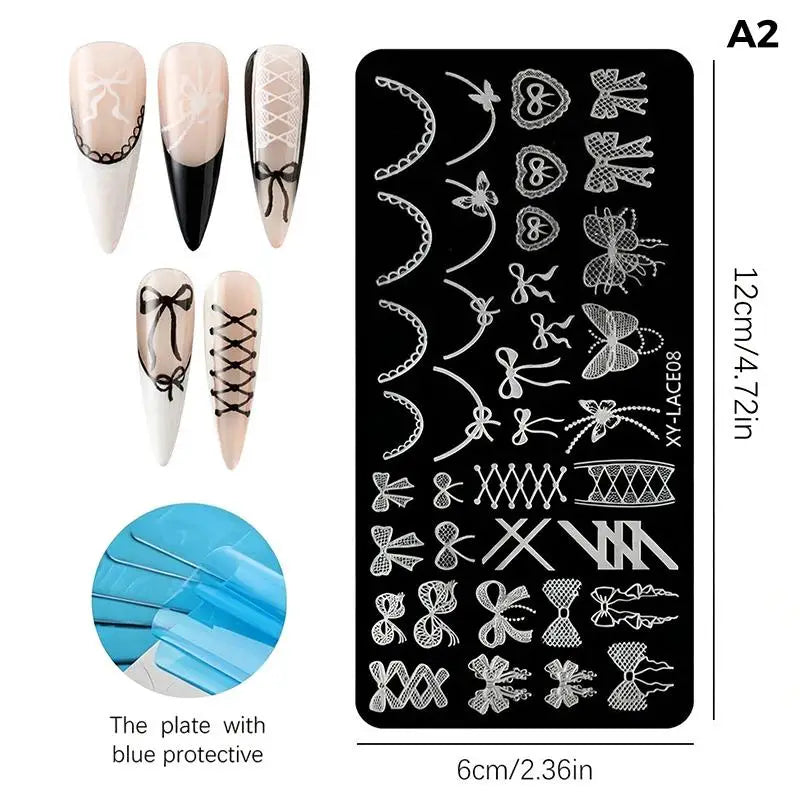 Nail Stamping Plates Rustproof Stainless Steel Lace Floral Patterns Qme A2