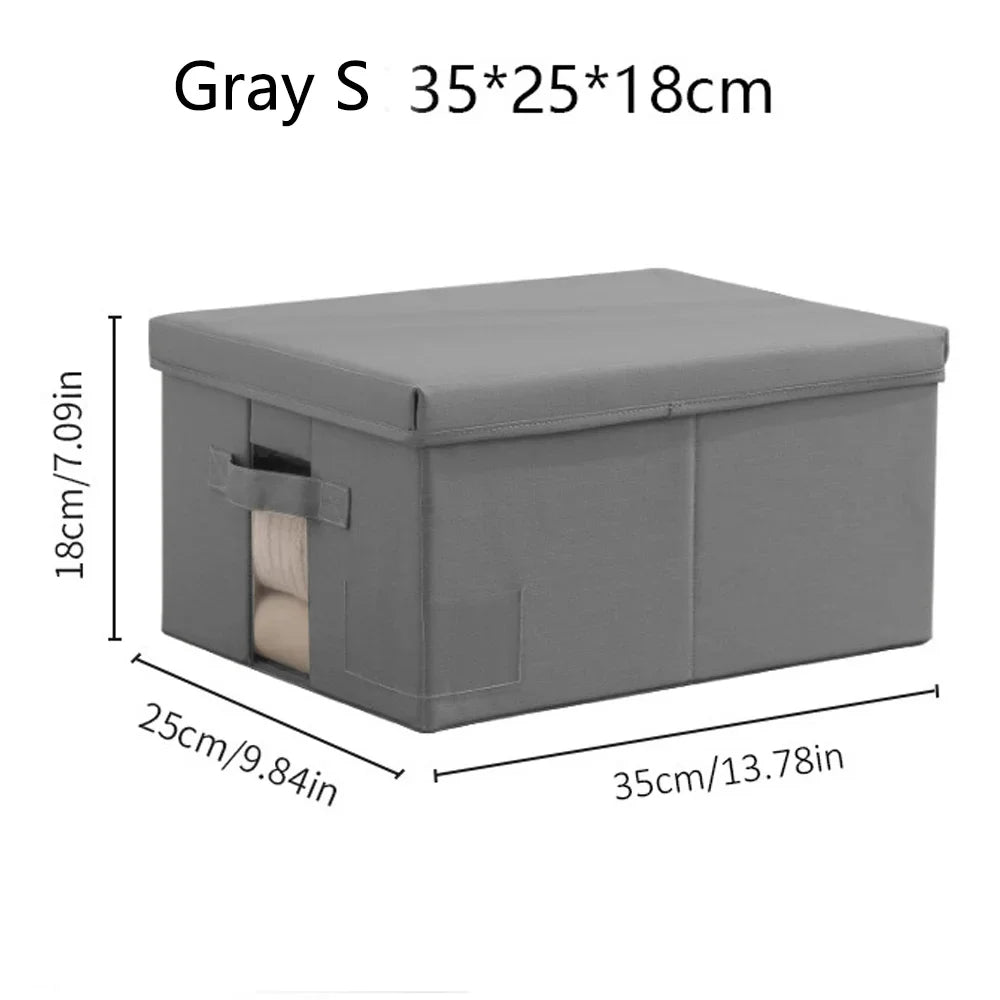 Foldable Storage Box Portable Home Storage Bag Household Cationic Fabric Large Capacity Clothes Organizer for Wardrobe Closet Qme Grey S