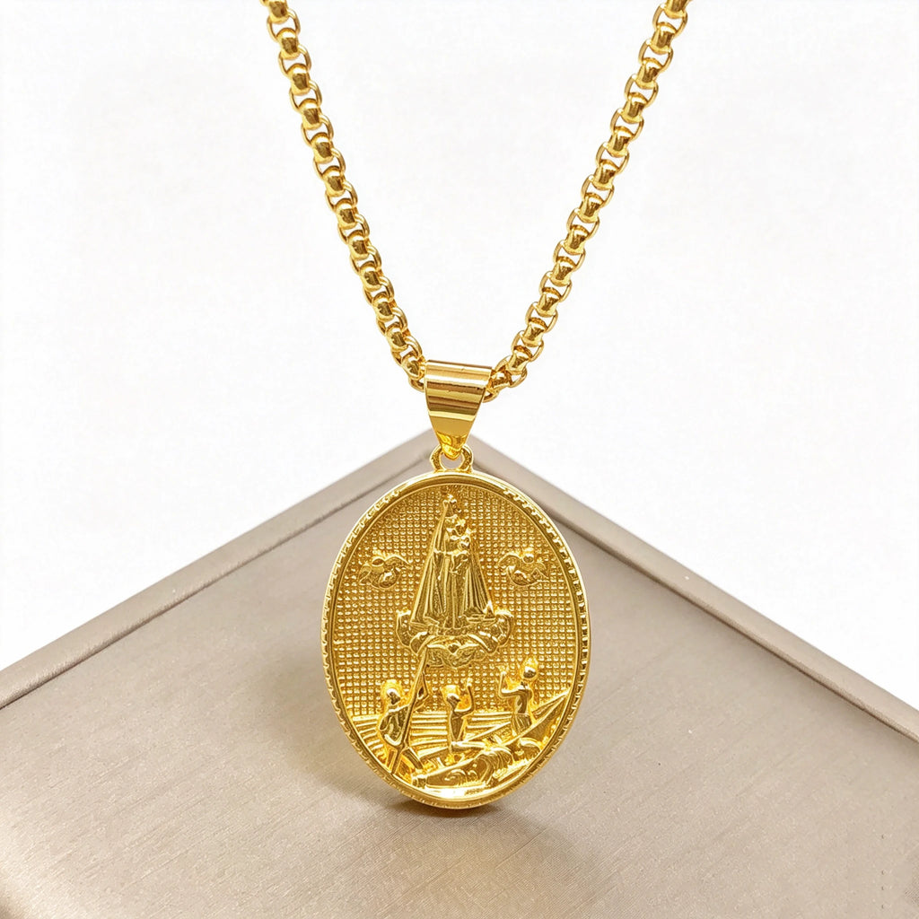 Stainless Steel Chain Classic Christian Catholic Jesus Christ Our Lady of Guadalupe Necklace for Men Women Party Amulet Jewelry Qme 2 60cm