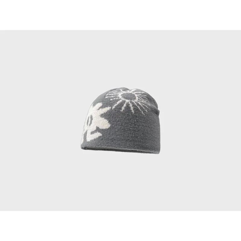 Niche Jacquard Plush Knitted Hat Men Women Autumn Winter Warm Qme