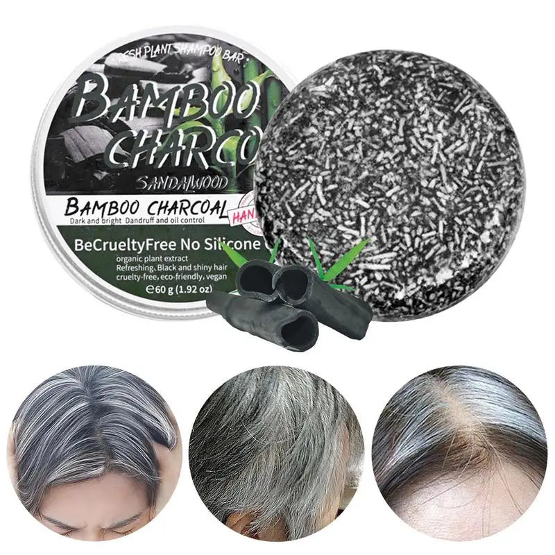 60g Hair Soap Hair Darkening Shampoo Bar Repair Gray White Hair Color Dye Hair Shampoo Natural Grey Gloss Black Soap Qme