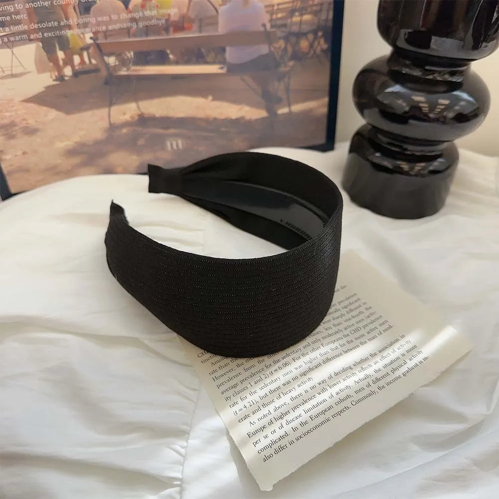 Daily Essential Wide Hairband Crown Slip-resistant Comfortable Broad Qme black