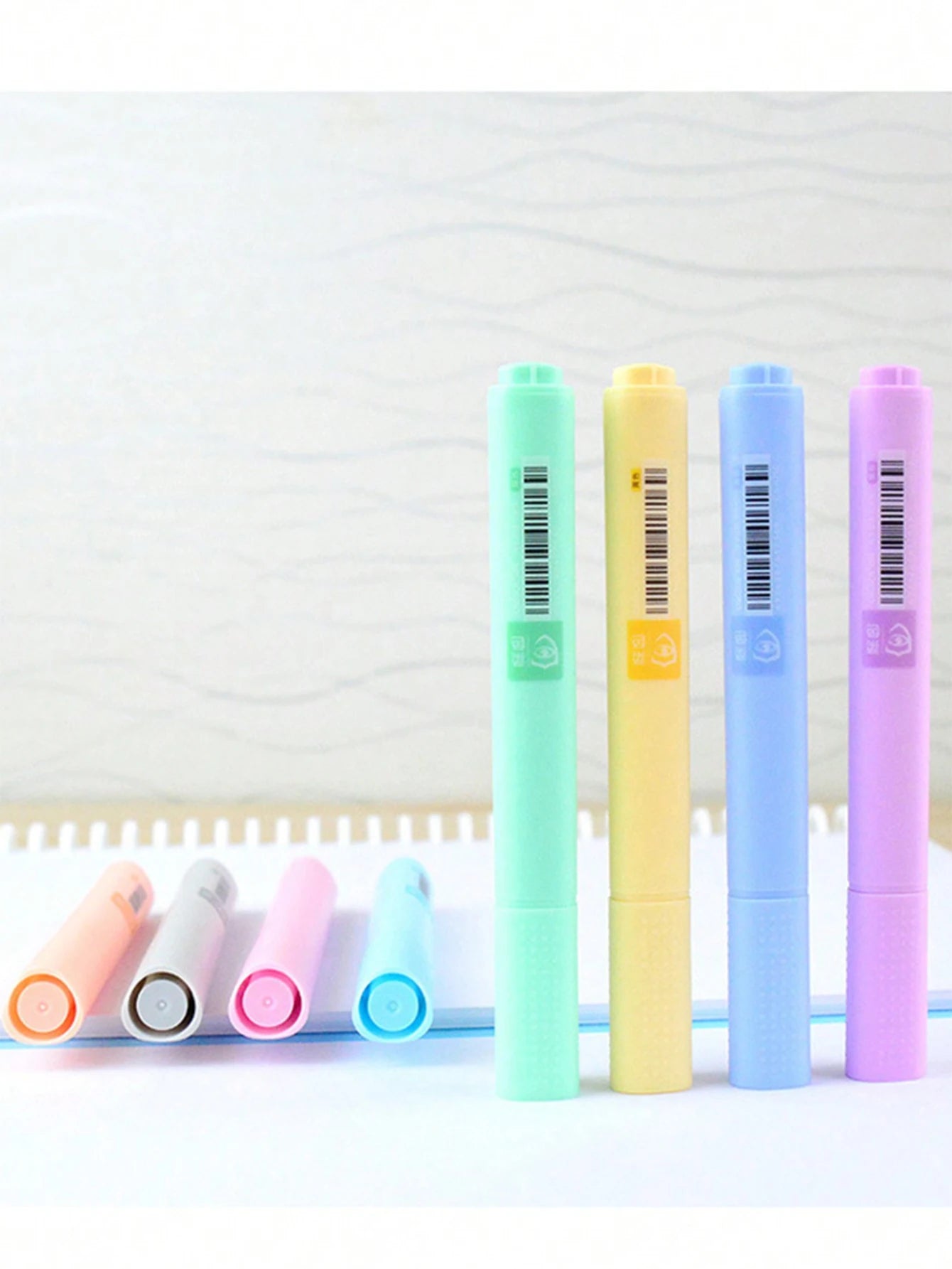 8 Macaron color highlighter pens with slanted head design, eye protection color marker highlighter pens, learning diary supplies Qme