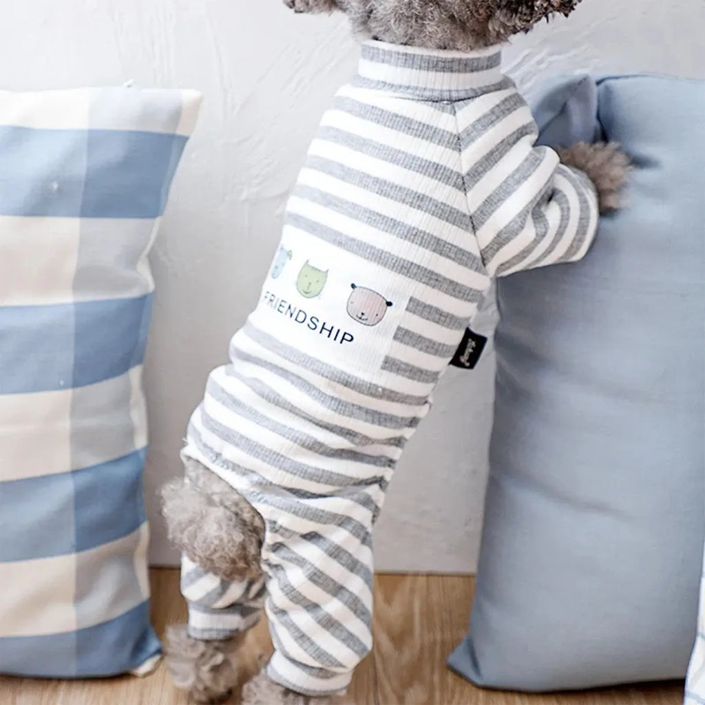 Cotton Dog Pajamas Stripe Classic Pet Jumpsuit Winter Dog Clothes For Small Dog Puppy Cat Costume Chihuahua Yorkie Poodle Outfit Qme