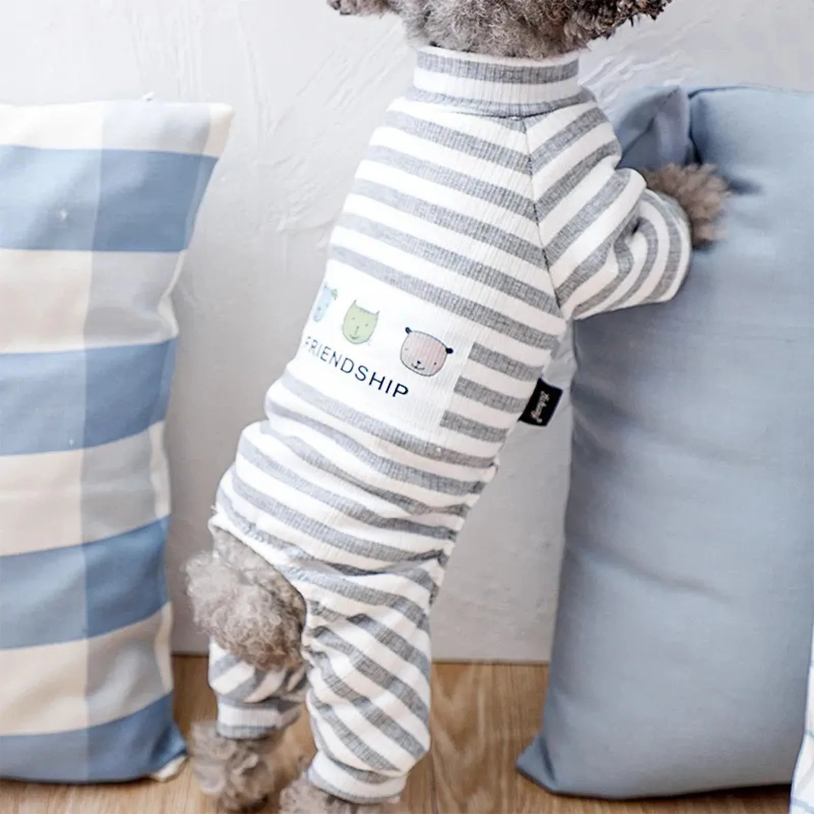 Cotton Dog Pajamas Stripe Classic Pet Jumpsuit Winter Dog Clothes For Small Dog Puppy Cat Costume Chihuahua Yorkie Poodle Outfit Qme