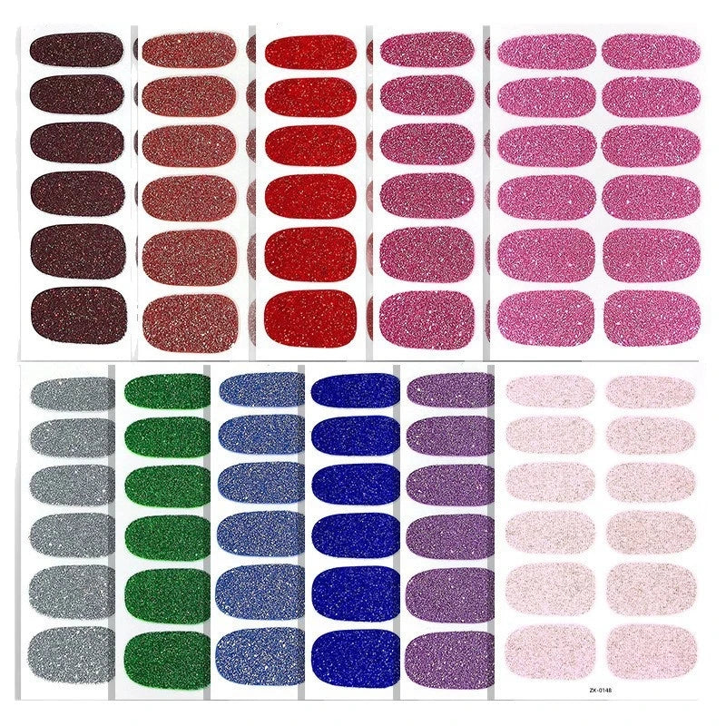 Nail Full Wrap Stickers Nail Glitter Self Adhesive Gel Nail Sticker for Women Home DIY Nail Supplies Manicure Kit Qme