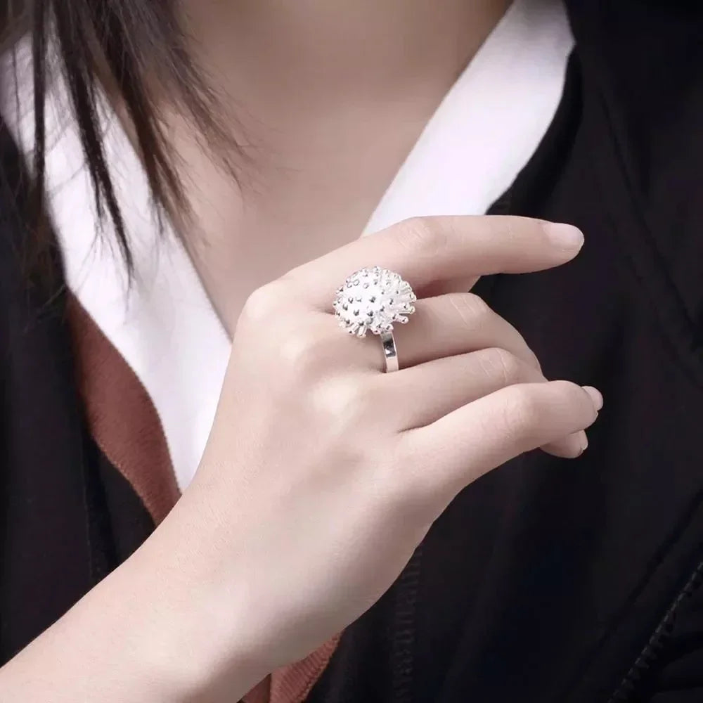 Hot Charms 925 Sterling Silver Round Flower Pendant Necklace Ring Jewelry Set for Women Fashion Wedding Party Couple Gift Qme