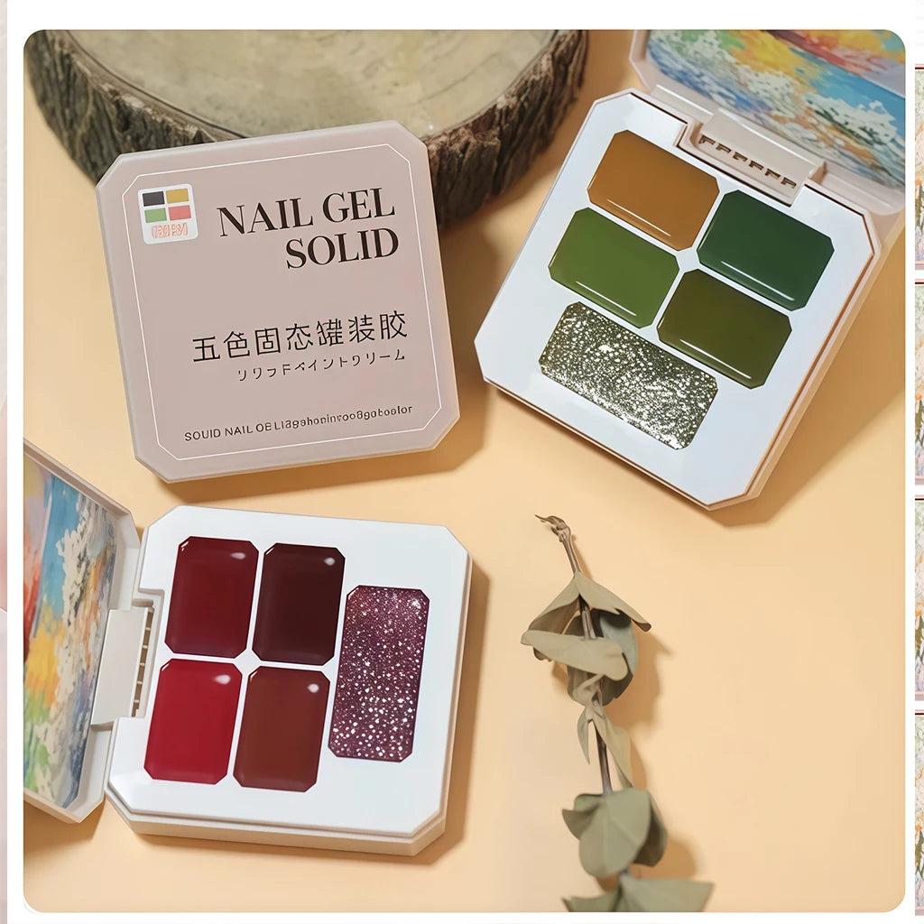 5 Colors Solid Gel Palette Japanese Nail Cream Mud Painting Art Qme