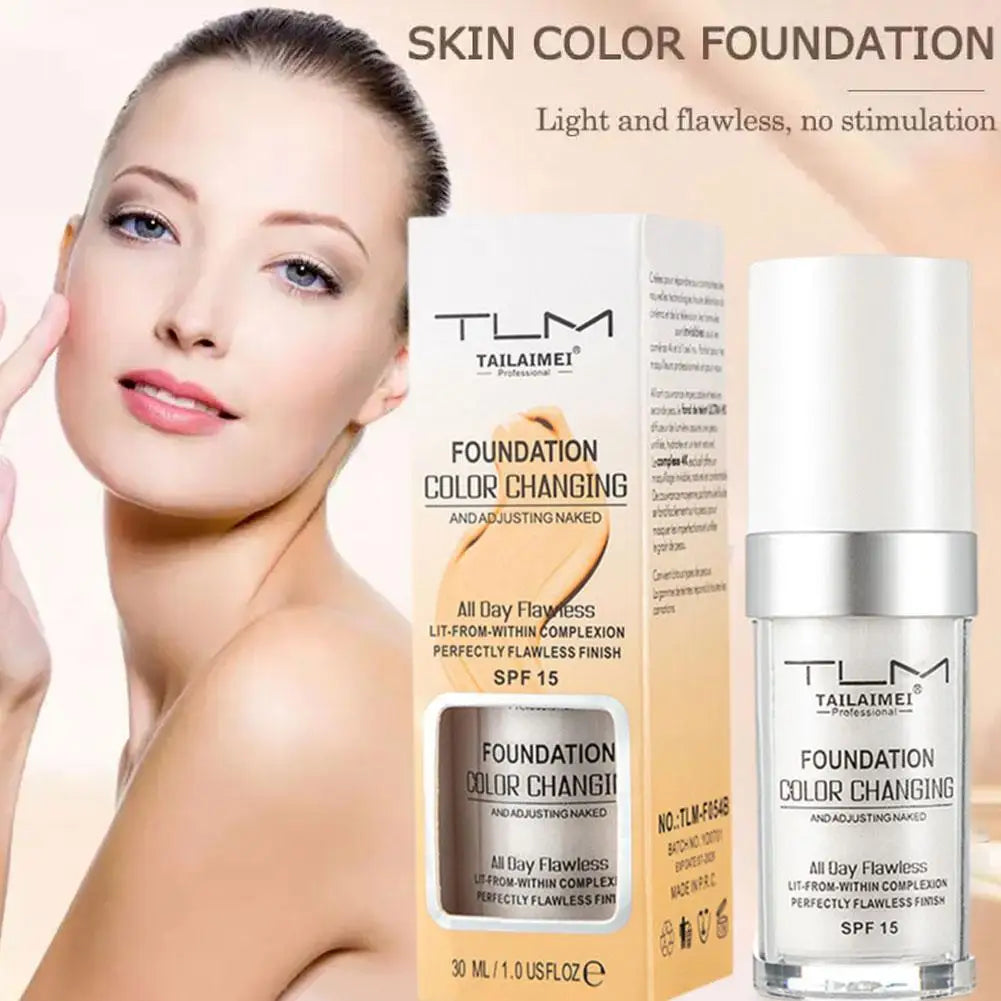1/2/3PCs Color Changing Foundation, Temperature Liquid Foundation Naturally Blends Moisturizing Foundation Makeup Waterproof Qme