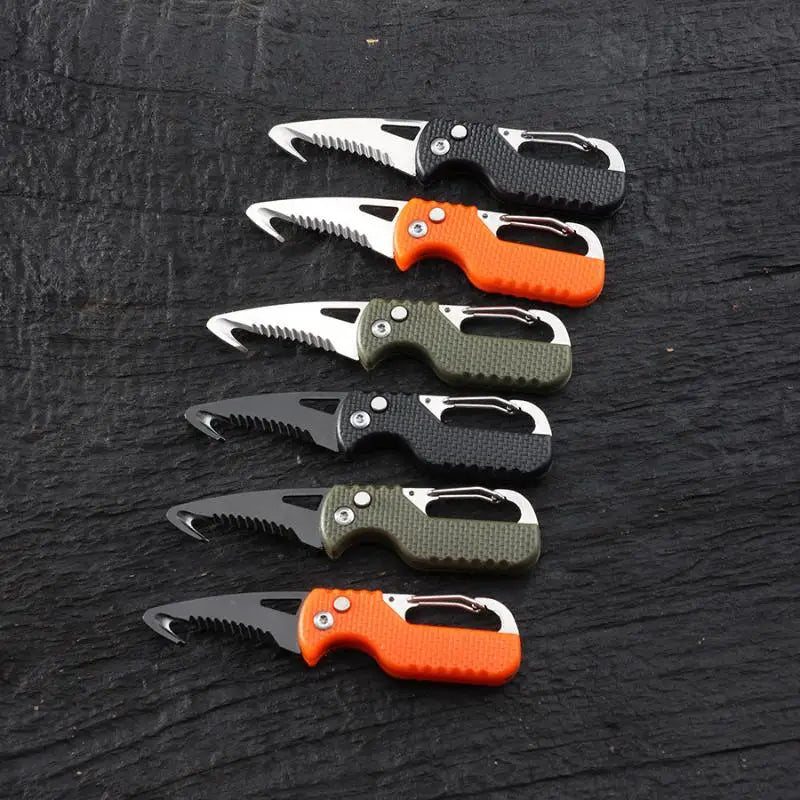 Outdoor Camping Portable Folding Knife Multifunctional Serrated Hook Qme