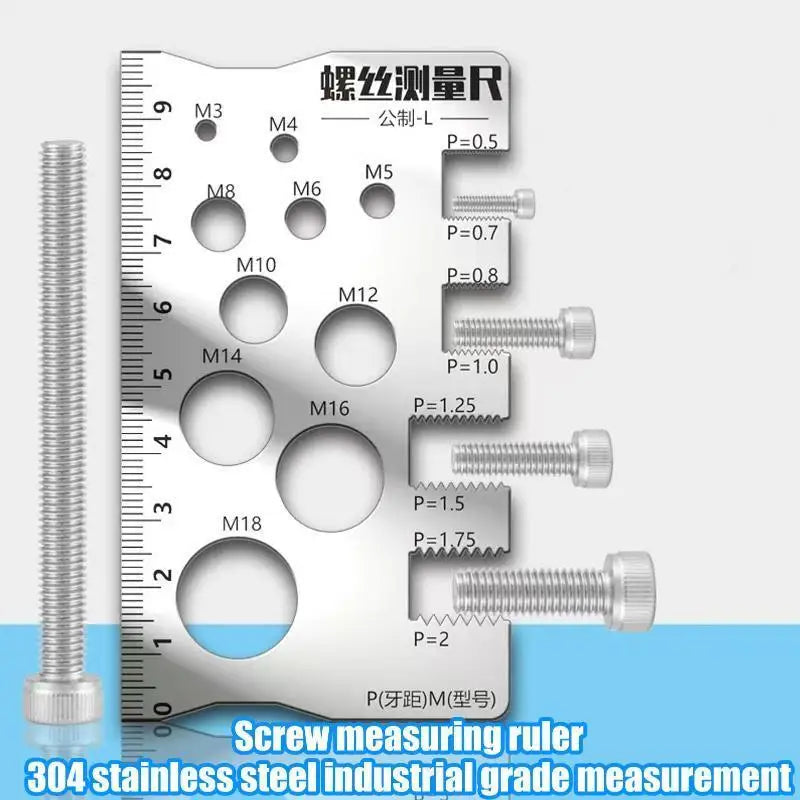 Stainless Steel Thread Checker Screw Pitch Gauge Metric Measurement Ruler Tool For Bolt Nut Screw Bit Caliper Measuring Qme