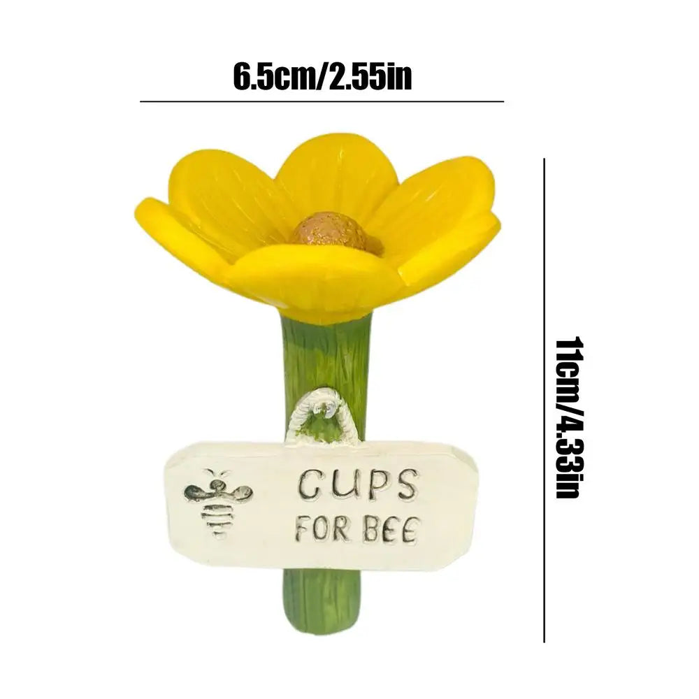 Bee Waterers Garden Flower Shaped Feeder Drinking Cups Colorful Qme Yellow
