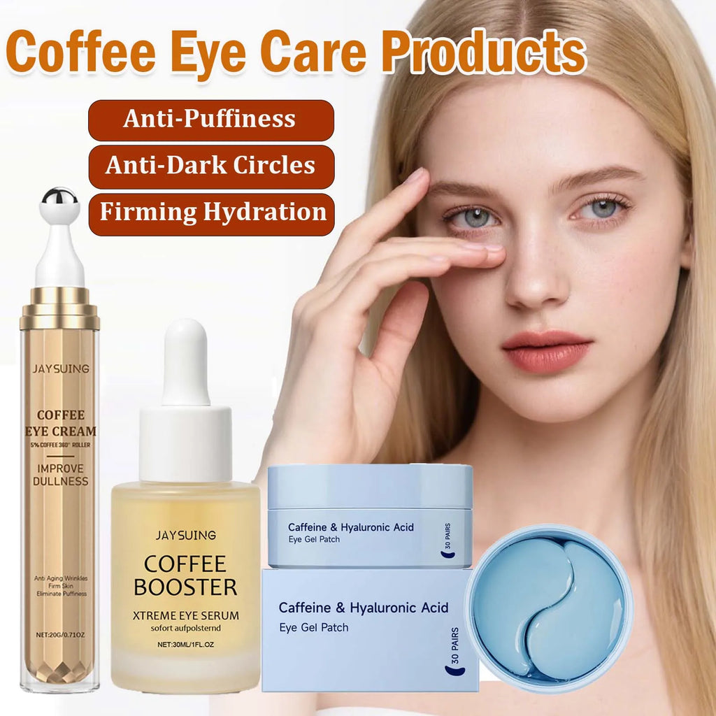 Coffee Eye Care Products Eye Cream with Roller Moisturizing Eye Mask Anti-Dark Circles Eye Serum for Puffiness Firming Hydration Qme