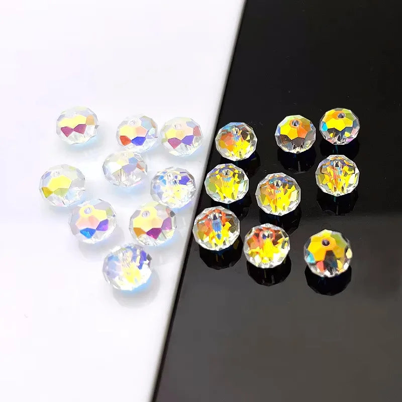 AAA Quality Faceted Rondelle Glass Beads 4-8mm Crystal Spacer Beads Assorted Jewelry Beads for Bracelets Necklaces Accessories Qme roundlle beads 4mm-150pcs