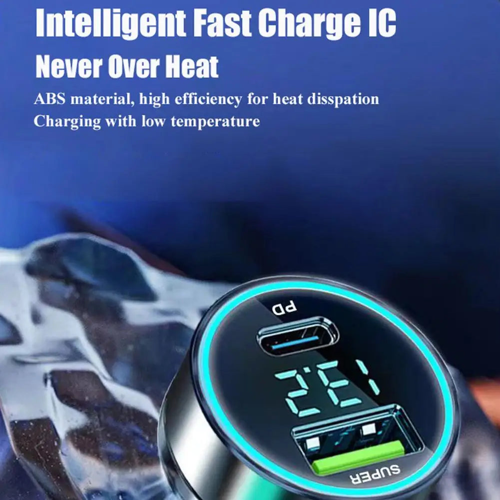 2 Ports Car Charger PD Fast Charging Multi Port Cigarette Lighter Qme