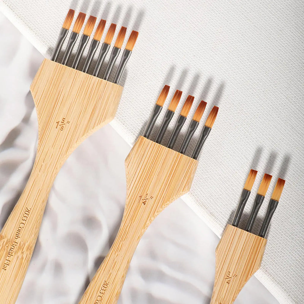 Acrylic Paint Brush Set 3 Piece Texture Nylon Wool Watercolor Paintbrush For Beginners Adults Craft Pottery Canvas Fabric Qme