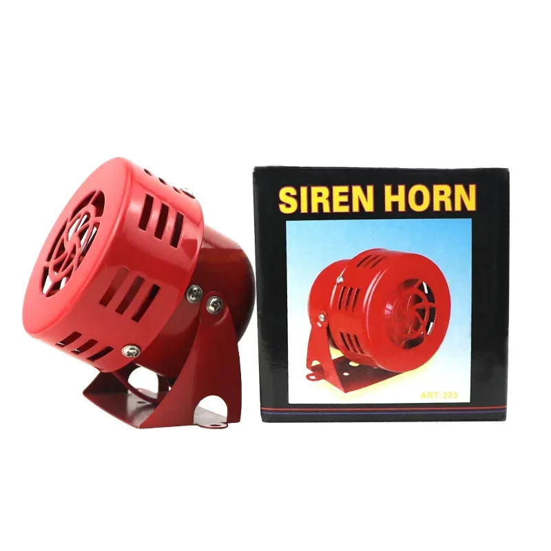 Car Horn Motorcycle Driven Air Raid Siren Metal Horn 12V Auto Air Raid Retro Siren Horn for Truck Boat Yacht Trailer RV Qme
