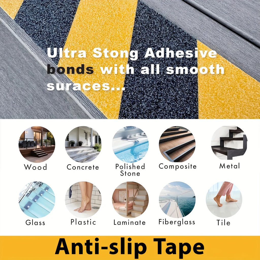 1pc Anti Slip Safety Grip Tape, Non Skid Tread for Stairs, Steps, Floors, Caution Dangerous Zones, Indoor and Outdoor Use Qme