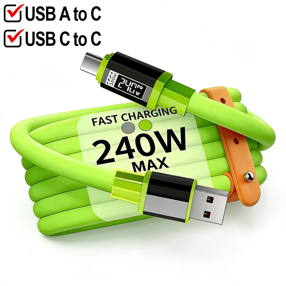 240W USB-C Fast Charging Cable USB A to C & USB C to C Quick Charge Cord PD Date Wire For iPhone Samsung Xiaomi Huawei OPPO VIVO Qme