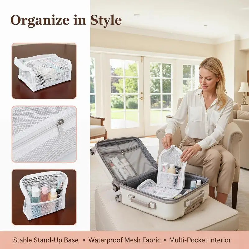 Large Capacity PVC Cosmetic Bag Waterproof Space Saving Toothbrush Qme