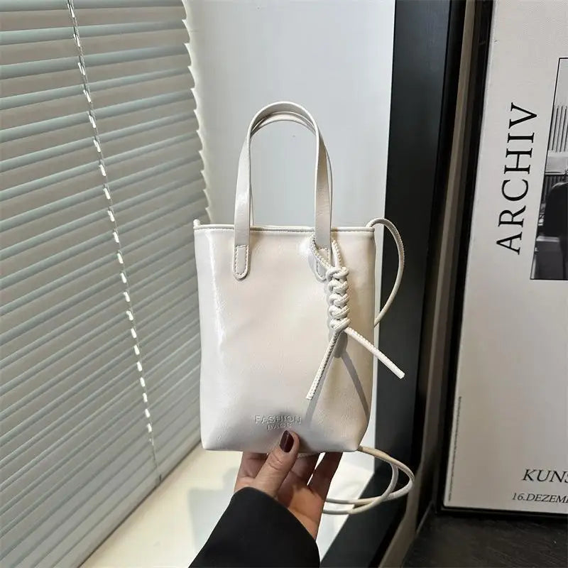 PU Leather Mini Crossbody Bag For Women Korean Fashion Luxury Shoulder Bags Female Simple Retro Handbags And Purses Qme White