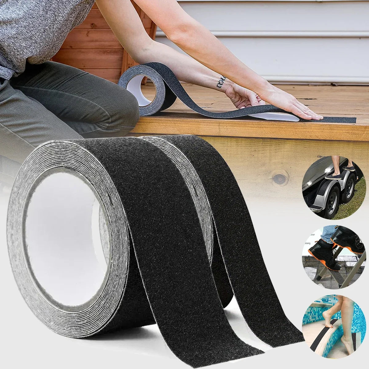 Heavy Duty Anti Slip Tape Waterproof Outdoor Grip Tape For Walkways Stairs Ramps Decks Skateboards Adhesive Non Slip Strips Qme