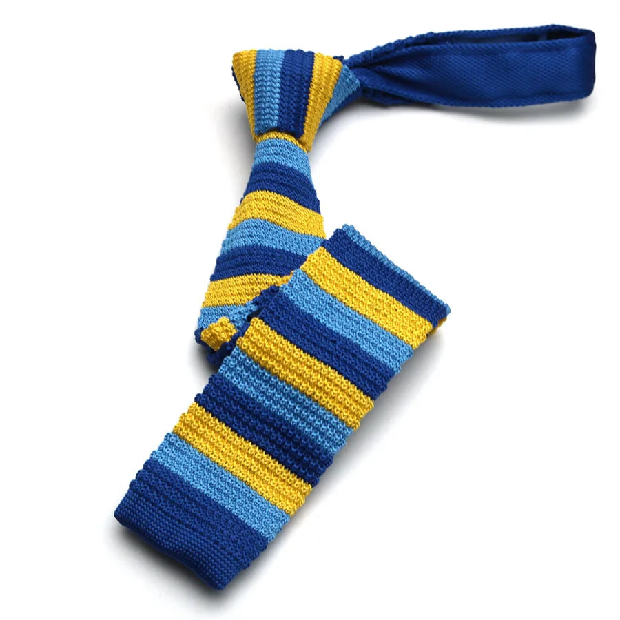 Striped Knitted Tie Casual and Fashionable Flat Head Tie 7CM Tie Colorful Personalized Trendy Manual Knot Tie Campus Style Qme