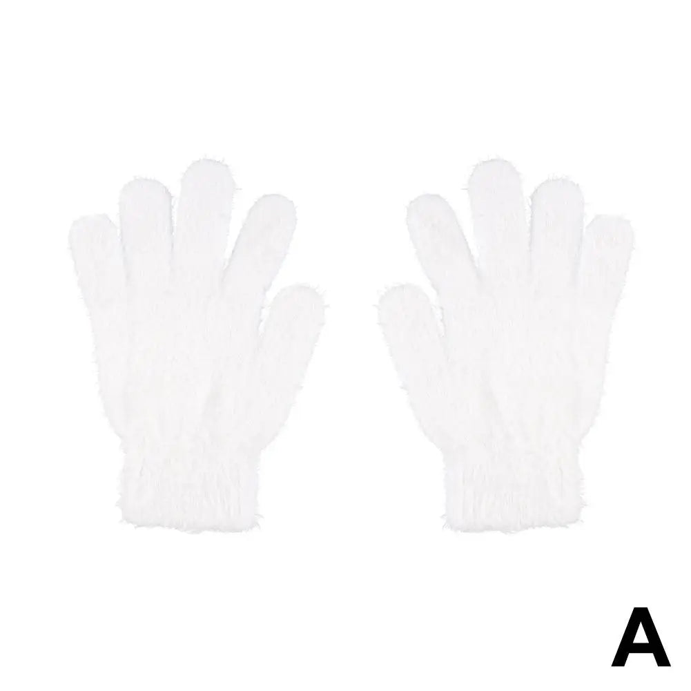 Fashon Winter Mink Velvet Five Finger Gloves Plush Warm Cold-proof Gloves Women Outdoors Cycling Solid Color Wistiti Mittens Qme White