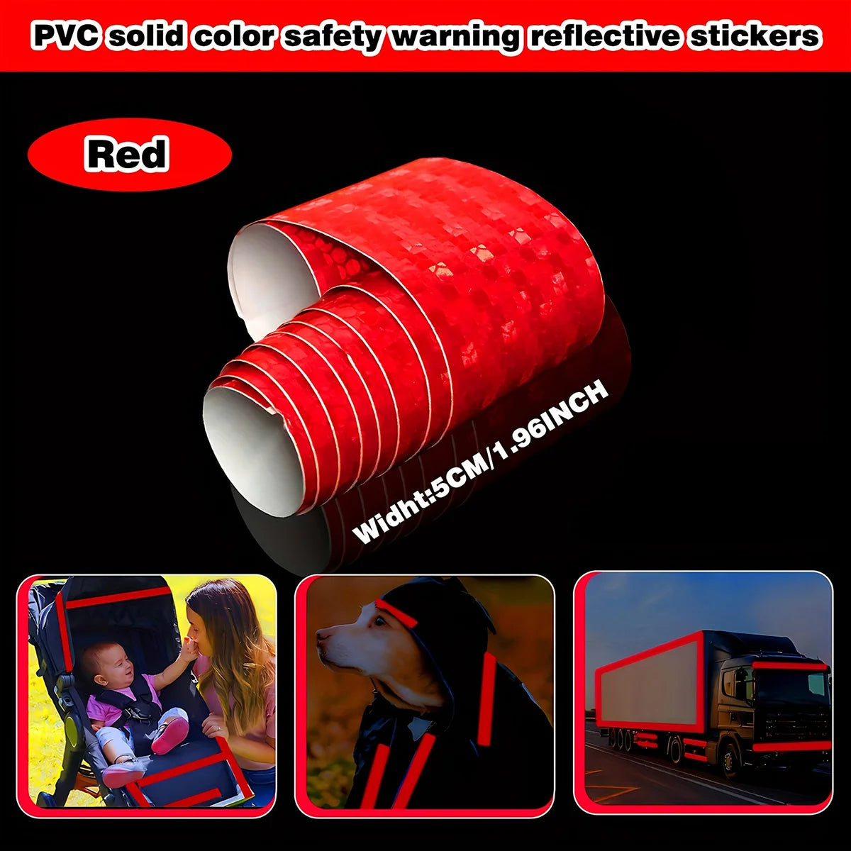 High Visibility Car Reflective Tape Night Driving Safety Warning Strip Motorcycle Reflector Decal for Enhanced Visibility Qme Red 9m 5cm