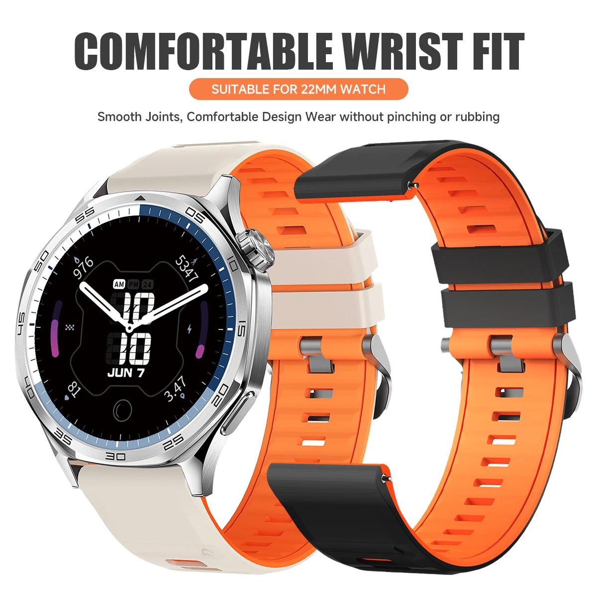 22mm Silicone Watchband For Huawei Watch GT 6 46mm Strap Bracelet For Huawei GT6 Pro Band Sports Replacement Wristband Qme