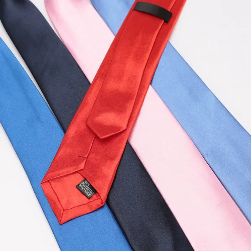 Mans Slim Skinny Tie Men Jacquard Woven Solid Orange Red Purple Black Qme