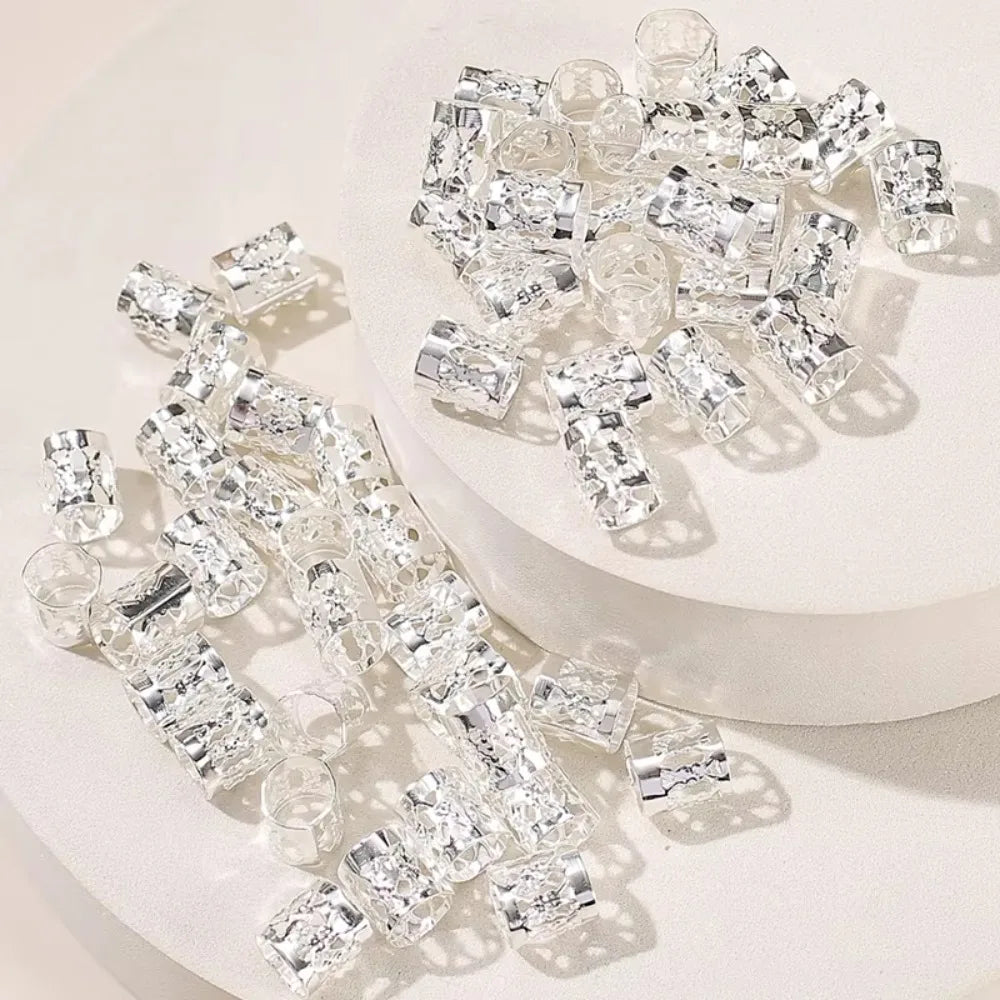 Metal Hollow Hair Rings Beads Braid Clips Dreadlock Cuffs Braiding Qme