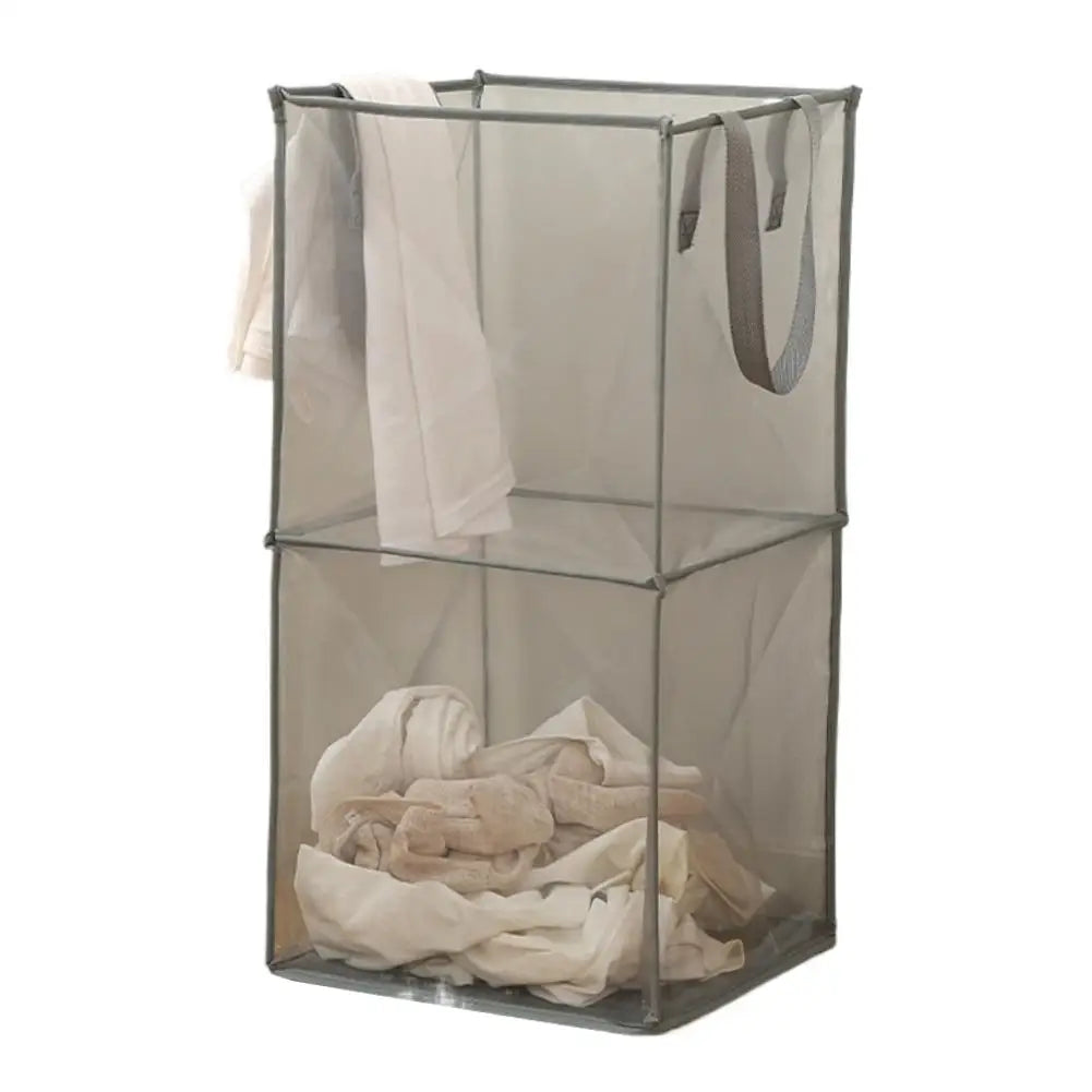 Square Dirty Clothes Basket Foldable Durable Breathable Large Capacity Mesh Storage Bag Simple Bathroom Laundry Basket Qme F