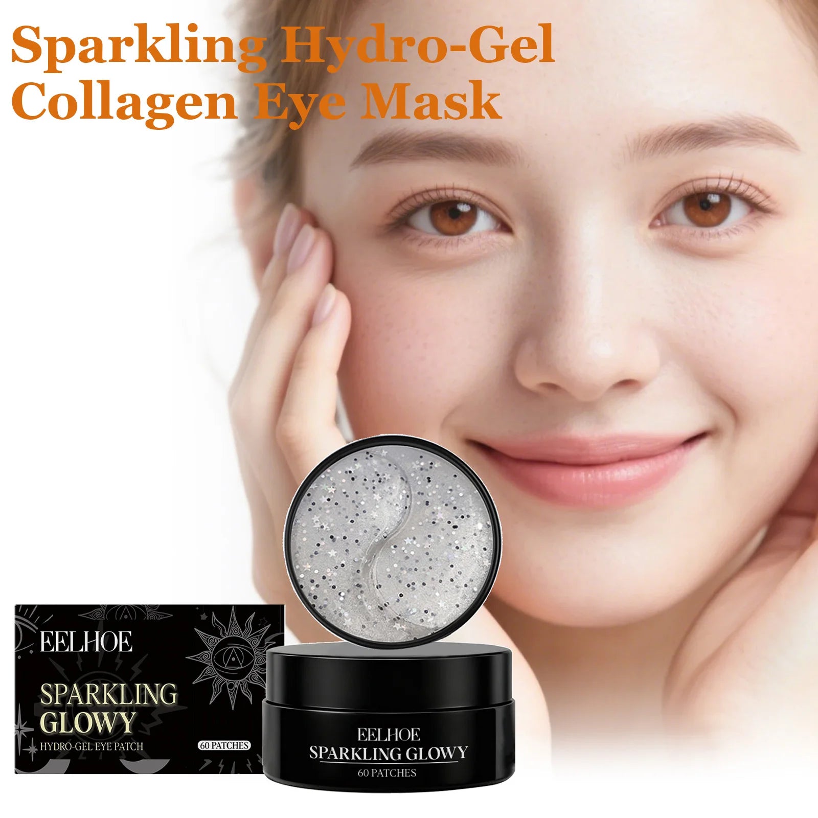 Sparkling Hydro-Gel Collagen Eye Mask Anti Dark Circles Under The Eyes Moisturizing Brightening Anti-Wrinkles Eye Patches Qme