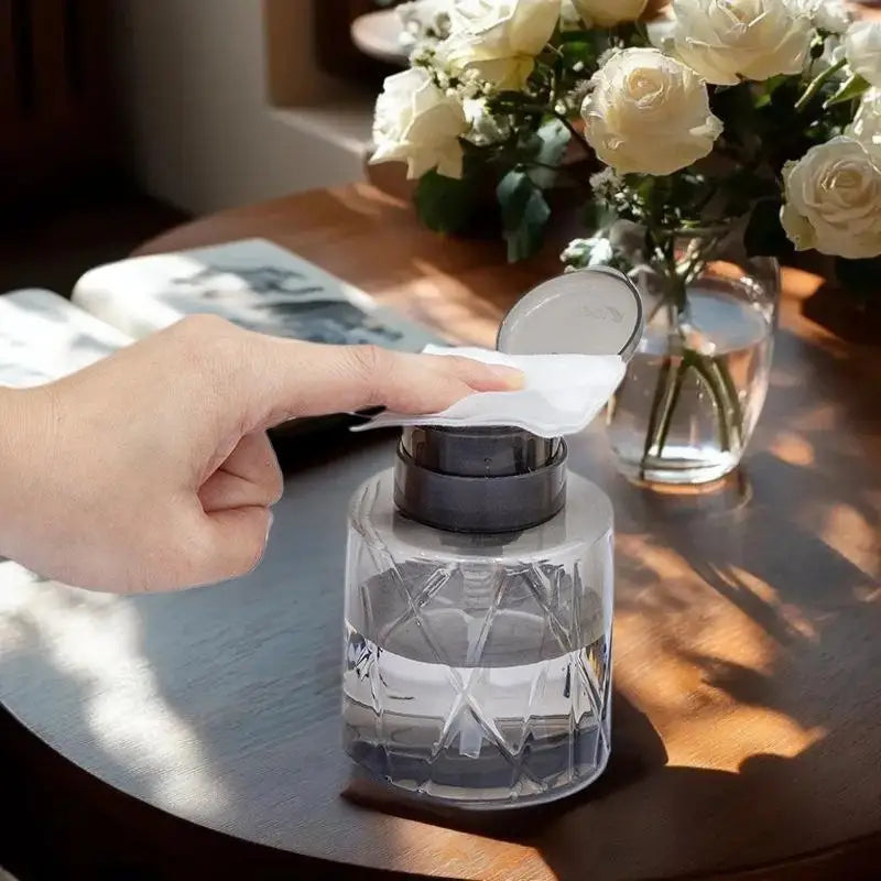 Refillable Lockable Pump Dispenser Empty Press Bottle Nail Cleaner Qme